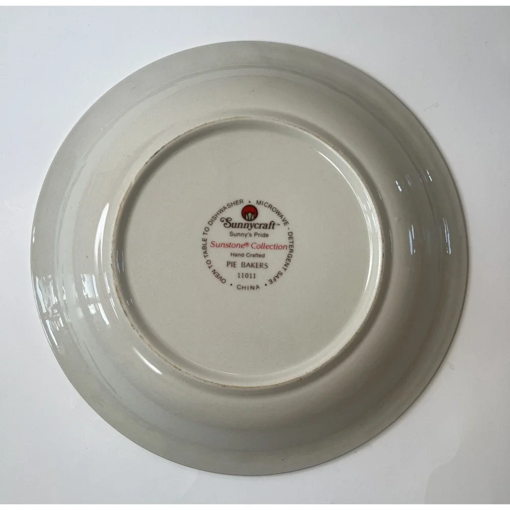 Sunnycraft Sunstone Apple Pie Recipe Ceramic Pie Baker Dish 11011 Scalloped